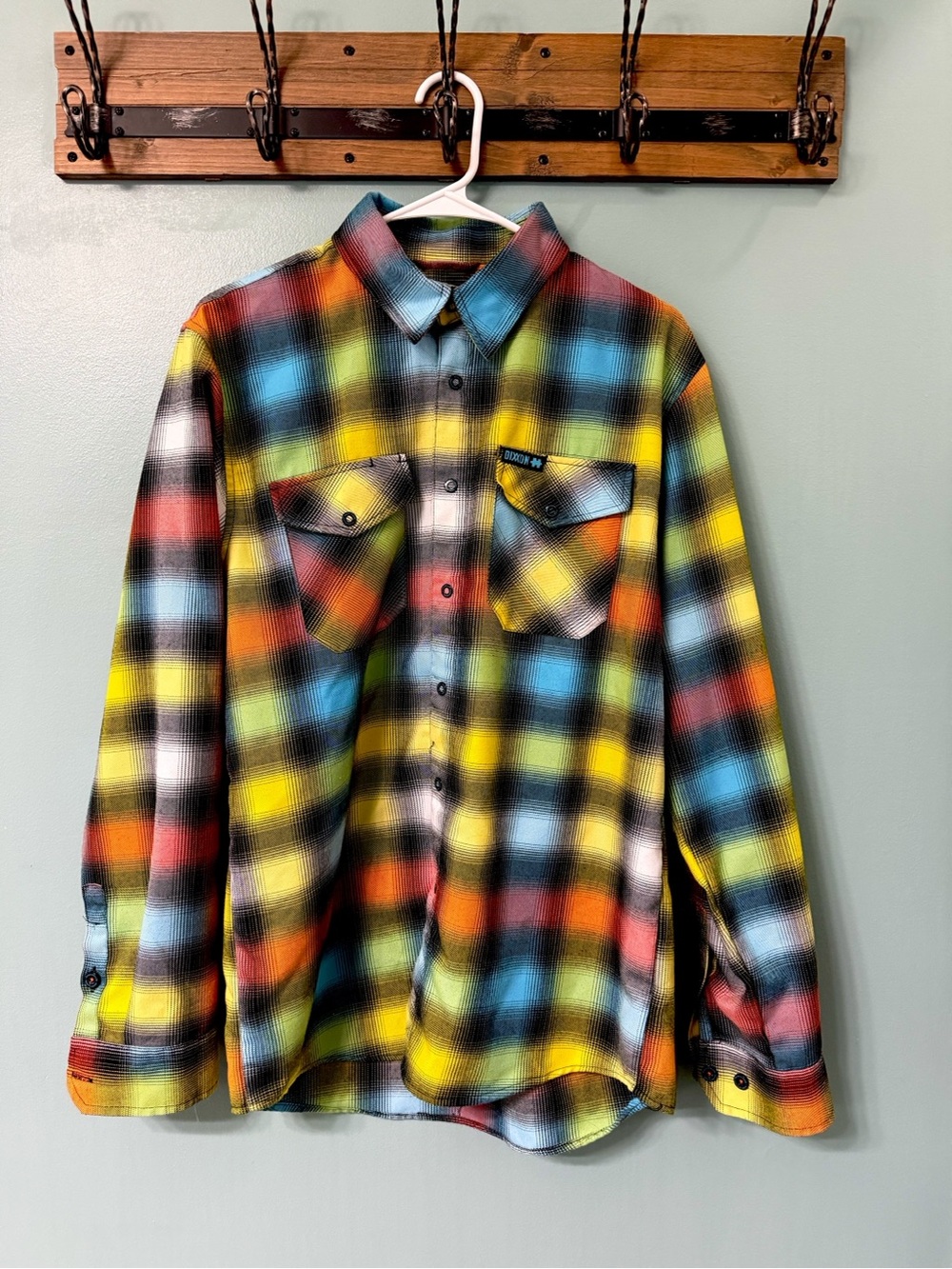 DIXXON Multicolor Plaid Button-Up Shirt – Yellow Blue Red Black